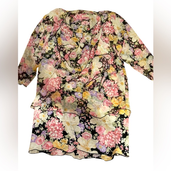 Holly Harp Vintage Flowered Silk Dress, sz S - Picture 11 of 12